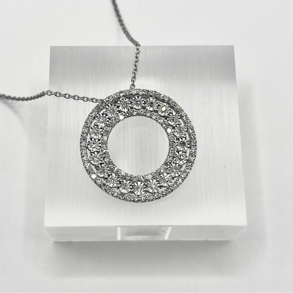 1.00 CT Lab Diamond Round Sterling Silver Necklace Pendant - Picture 7 of 9